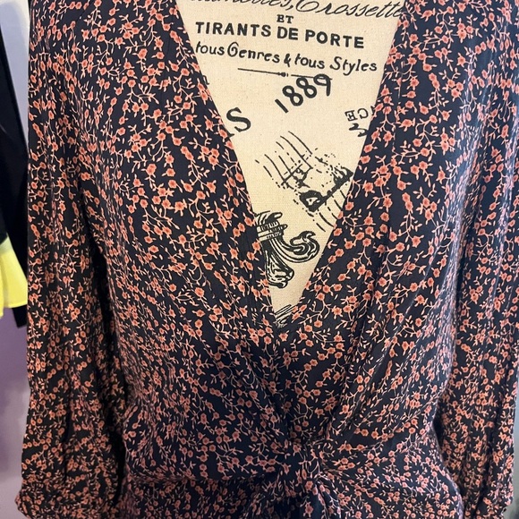 Free People Black and Pink Floral Long Sleeve Dress - Picture 5 of 9